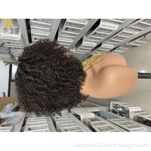 Mayqueen Hair Vendor Wholesale  4*4 T Part Lace Afro Curl Short Wig 100% Virgin Human Hair Lace Front Wigs For Black Women